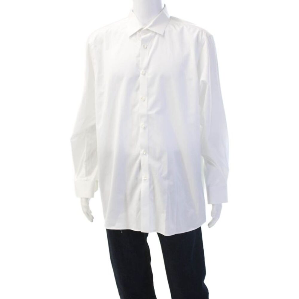 Hart Schaffner Marx Men Point Collar Dress Shirt White Long Sleeve Size XL